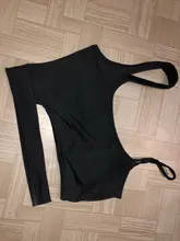 Kliou-top corto con apertura para mujer, top sin tirantes de color liso, cintura alta elástica, ajustado largo, conjunto de dos piezas, moda femenina