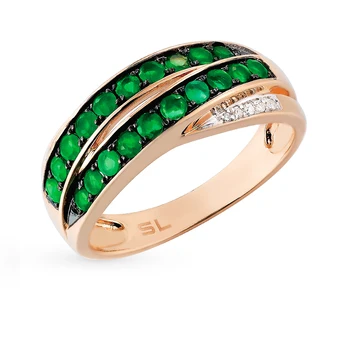 

Gold ring with emeralds and diamonds sunlight sample 585