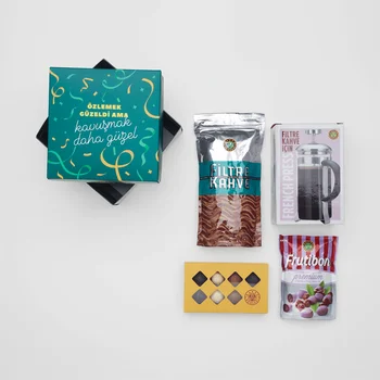 

Turkish Brand Kahve Dunyasi Back to Office Gift Green Box Very Special Gift For New Job, New Home, Coffee Lover