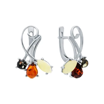 

Silver earrings with amber sunlight sample 925 test