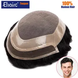 Toupee For Men Lace Front & Mono Top Durable Male Hair Prosthesis Toupee Wig For Men 100% Human Hair System Unit  Men's Wigs