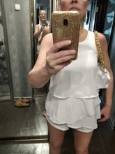 Hirigin casuales de las mujeres volantes lisos Clubwear vacaciones de verano sin mangas mameluco Mini pantalones cortos de playa