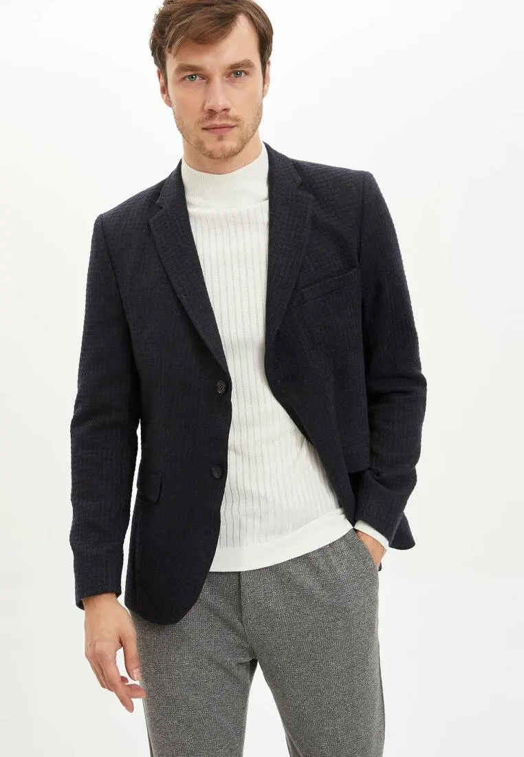 

DeFacto Men Autumn Spring Formal Blazer Smart Casual Mens Slim Fit Blazer Business Blazer Suits Top Cloth-J4656AZ18WN