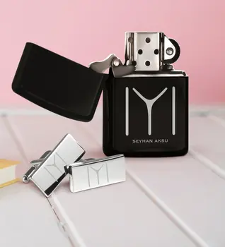 

Personalized Kayi Length Rectangle Cufflinks Lighter Set