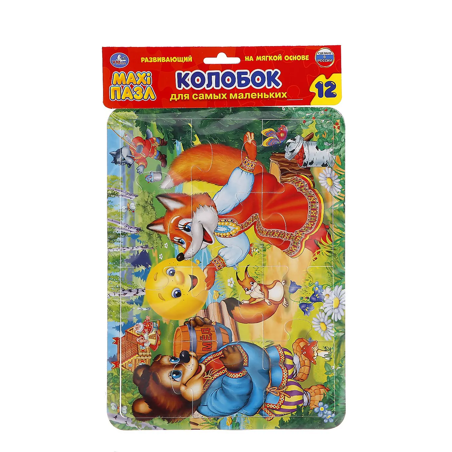 Макси-пазл УМка Колобок, мягкий 12 деталей