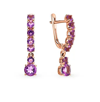 

Gold earrings with amethyst sunlight sample 585