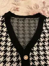 FSDA-suéter de manga larga con cuello de pico para mujer, cárdigan negro con botones y pata de gallo, de punto, holgado, de gran tamaño, informal, otoño e invierno, 2020