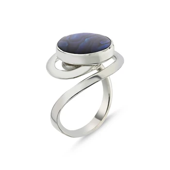 

Silver 925 Sterling Abalon Pearl Stone Handwork Ring