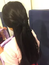 LANLAN-Seda de alta temperatura de pelo largo sintético para mujer, versión coreana con flequillo, temperamento negro/marrón