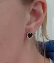 Pendientes de compromiso con forma de corazón esmaltado para mujer y niña, joyería de Color oro rosa, pendientes negros, regalos de boda