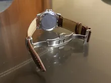 Correa de reloj de piel de ternero auténtica lisa, correa de reloj de negocios de 18mm, 20mm, 22mm y 24mm con hebilla de mariposa automática sólida