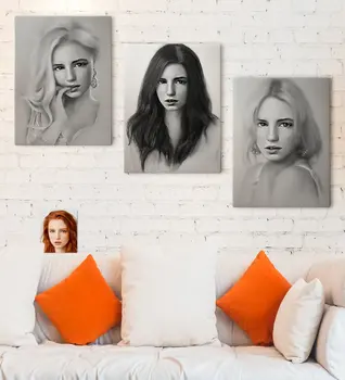 

Personalized 3'lü Women Charcoal Artistic Portrait Design Canvas Table Set 30x50cm-1