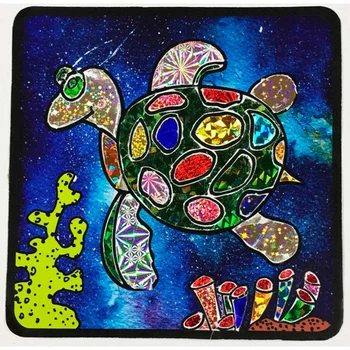 

Mh005 sets of appliqués with colored foil color whale 'tortois' 22*22 cm