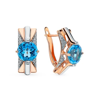 

Gold earrings with Topaz sunlight sample 585 test