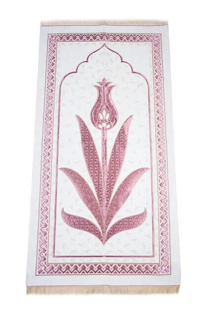 

WONDERFUL Gift Luxurious Tulip Chenille Prayer Rug - LAVENDER & GOLD Color COVER AND QUALITY CARPET FOR PRAYER FREE SHİPPİNG