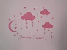 Personalized Custom Name Wall Sticker Moon Stars Vinyl Stickers For Kids Babys Babys