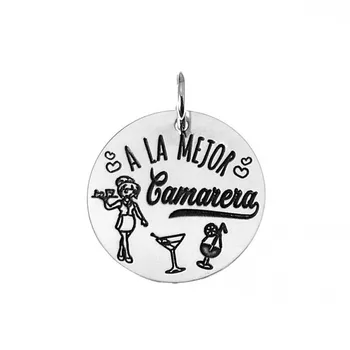 

Pendant 925 Sterling silver m disc 21mm. TO BEST WAITRESS [AC0546GR] -Customizable-RECORDING INCLUDED IN THE PRICE