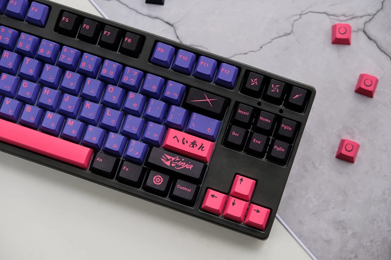 129 chaves ninja keycaps cereja perfil pbt