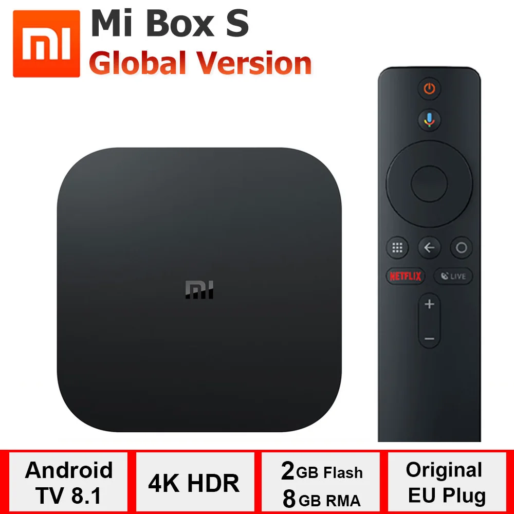 Xiaomi mi box s smart tv android 8 1 четырехъядерный процессор 2G 8G 4K HDR WIFI Google Cast Netflix
