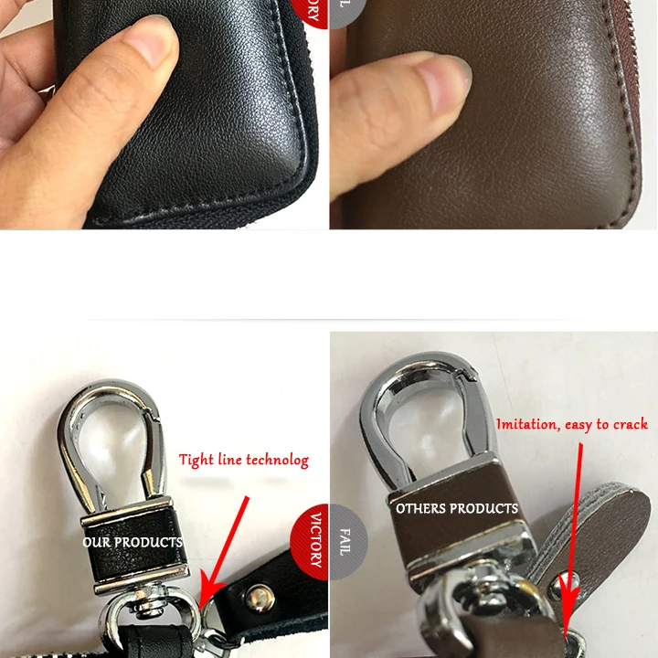 Кошельки для ключей мужские из искусственной кожи короткий квадратный ID держатель для карт на молнии многофункциональный автомобильный брелок кошелек модный 6 колец черный розовый красный