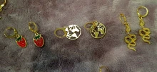 Cute Cherry Earrings-Set Gold-Map 17KM Snake-Animals Women for Lock Butterfly Jewelry