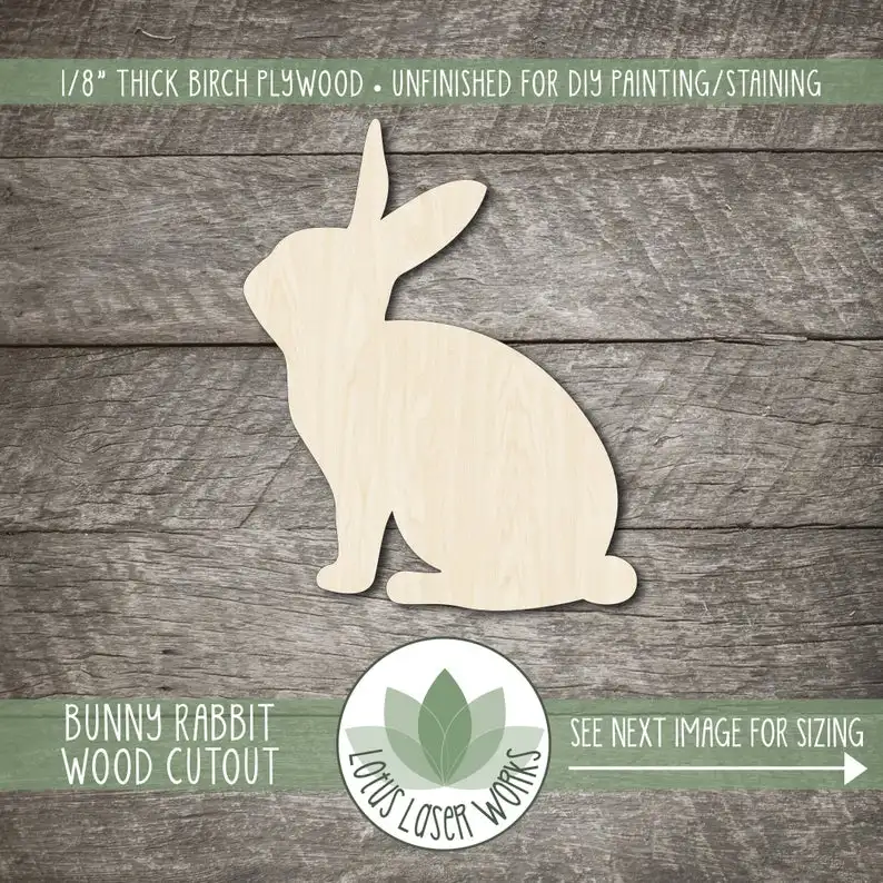 

Bunny Rabbit Wood Cutout, Blank Wood Craft Shapes, Wooden Bunny Rabbit Shape, Easter Bunny Wood Cutout