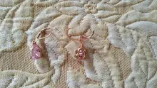 Pendientes de gota de plata S925 para mujer, gota de agua, Circonia cúbica rosa, joyas de compromiso para novia, pendiente colgante CCE624