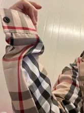 Camisa informal de moda para mujer, camisa de gasa con solapa y manga larga con estampado de labios, a cuadros, nueva de 2020