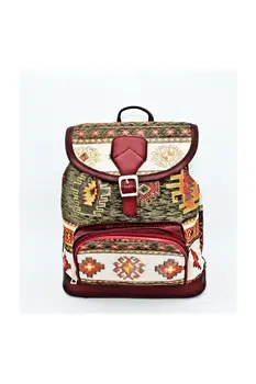 

Authentic Dark Green Patterned Women Backpack for School or Daily Use