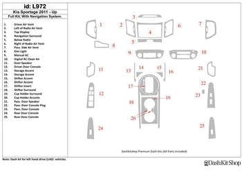

Interior lining for KIA Sportage 2011-UP. Set L972.