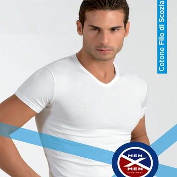 

3 Man T-shirt Lisle White-Black-Gray-V Neck-SZ 4-M