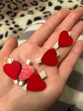 Clips de papel fotográfico en forma de corazón de madera para decoración del hogar, Mini clip rojo para decoración de notas, accesorios de oficina, 20 uds.