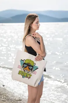 

Angemiel Bag Large Sunny Days Tiger Shopping Beach Tote Bag