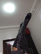 Gdgydh-Botas con cordones hasta la rodilla para mujer, botines femeninos de tacón cuadrado blanco, a la moda, zapatos de cuero sintético para el invierno, talla grande 43