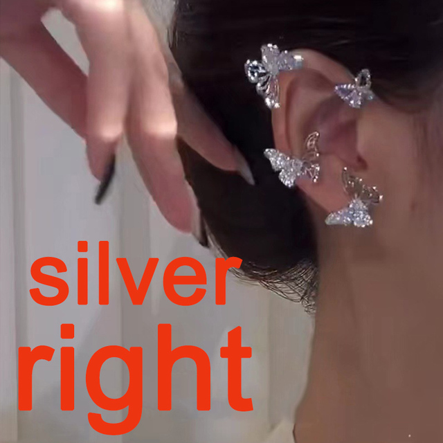 Sparkling Zircon Butterfly Leaf Gold Plated Metal Ear Cuff Women Fashion Non Piercing Clip Earrings Girl Party Jewelry