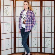 KarSaNy Boyfriend Oversized Shirt Plaid For Women Blouses And Tops Spring Loose Plaid