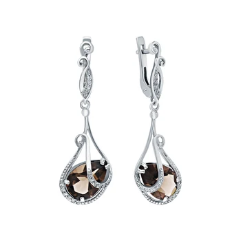 

Silver earrings with раухтопазами and cubic zirconia sunlight sample 925
