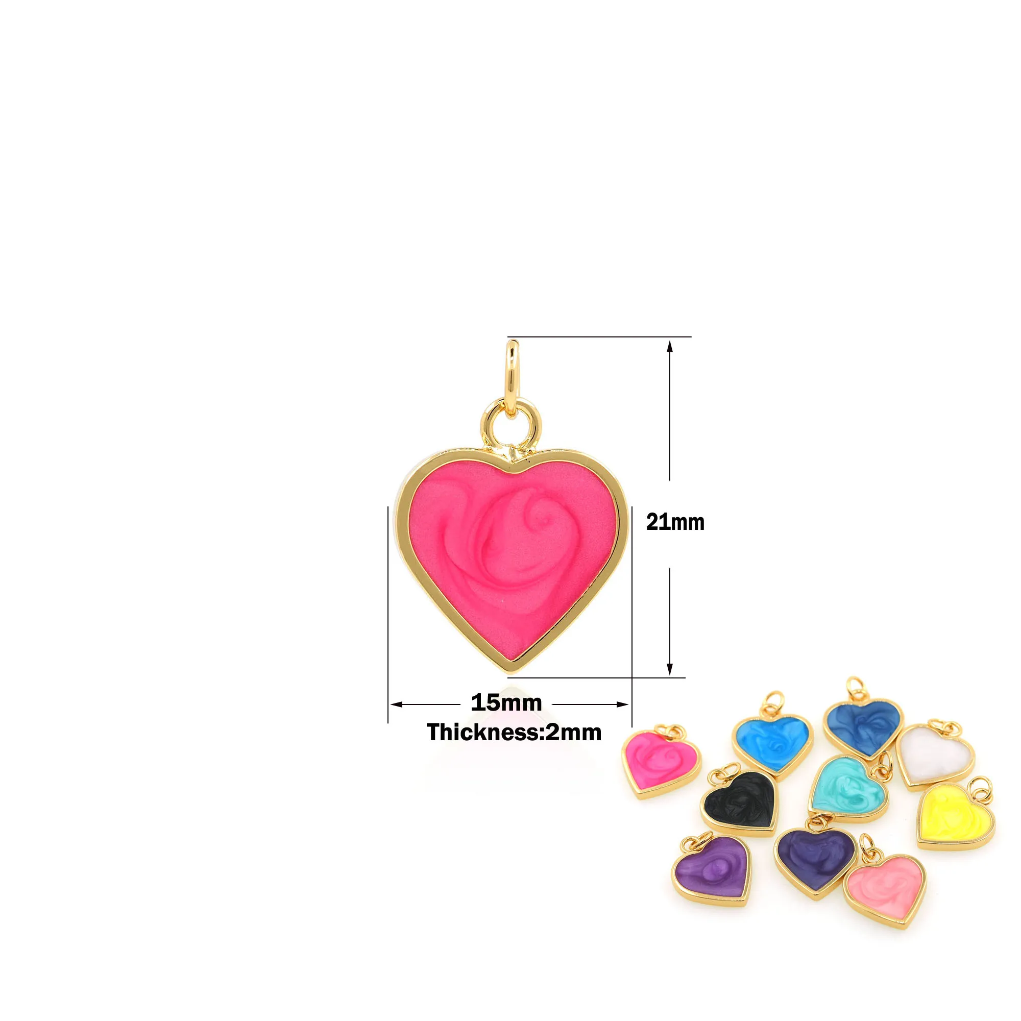 

Gold Filled Enamel Heart Pendant Charm Jewelry For DIY Earrings Necklace Bracelet Jewelry Making Supplies Heart Jewelry