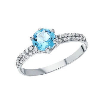 

Silver ring with cubic zirconia and sunlight crystal jewelry sample 925