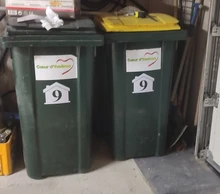 Pegatinas de números de la casa, papelera blanca con personalidad personalizada, 14cm X 16cm, 4 Uds.