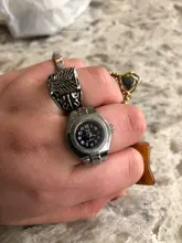 Reloj de anillo creativo para Mujer, de cuarzo, elástico, de acero y plata de lujo, Reloj de anillo de dedo