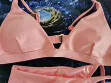 Bikini unicolor de 9 colores para mujer, traje de baño Push Up de cintura baja con cuello Halter de dos piezas, ropa de baño para mujer 2021