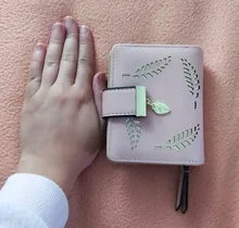 Cartera de moda para mujer, billetera corta, bolso de mano con huecos, monedero de cuero PU, tarjetero