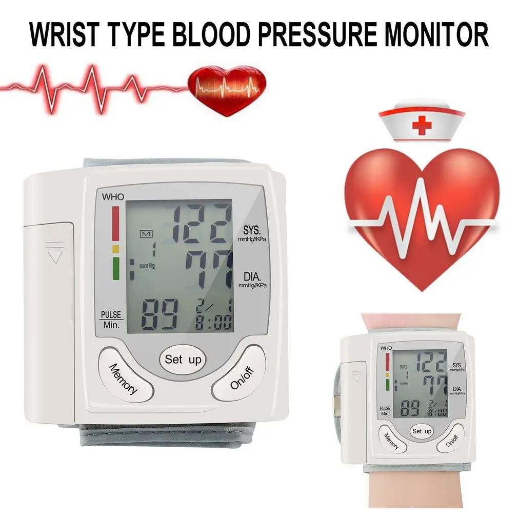 Medical Digital LCD Automatic Wrist Blood Pressure Monitor Bp Tonometer Meter Wrist Sphygmomanometer Tansiyon Aleti Tensiometer blood pressure monitor,blood pressure meter