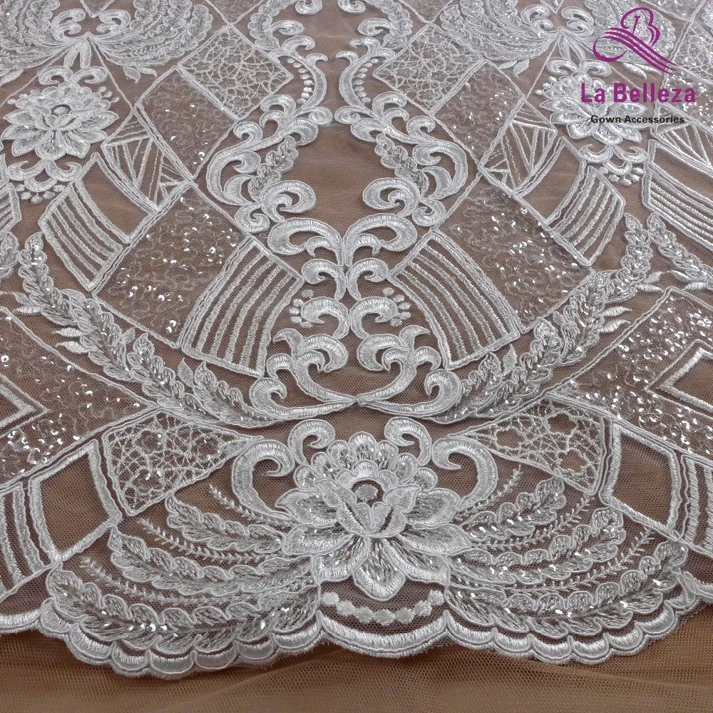 La Belleza, новинка, кружевная ткань с тяжелым шнуром, прозрачная блестящая кружевная ткань с блестками и сеткой для свадебного платья, кружевная ткань, 1 ЯРБ