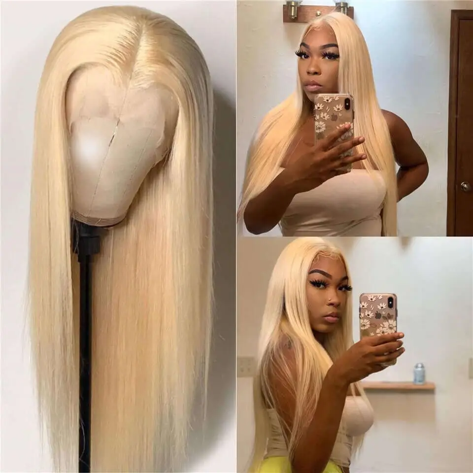 Блондинка Синтетические волосы на кружеве парик 613 человеческих волос парики для чернокожих женщин с ребенком волосы прямые бразильские волосы 13x4 FirstWig