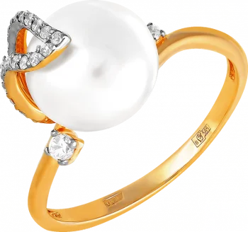 

Примаэксклюзив ring with pearls and cubic zirconia in red gold