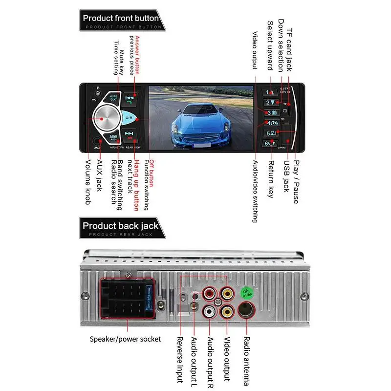 1 Din стерео Автомагнитола 4," экран 1din аудио Авторадио мультимедийный плеер Bluetooth FM камера заднего вида рулевое колесо управление