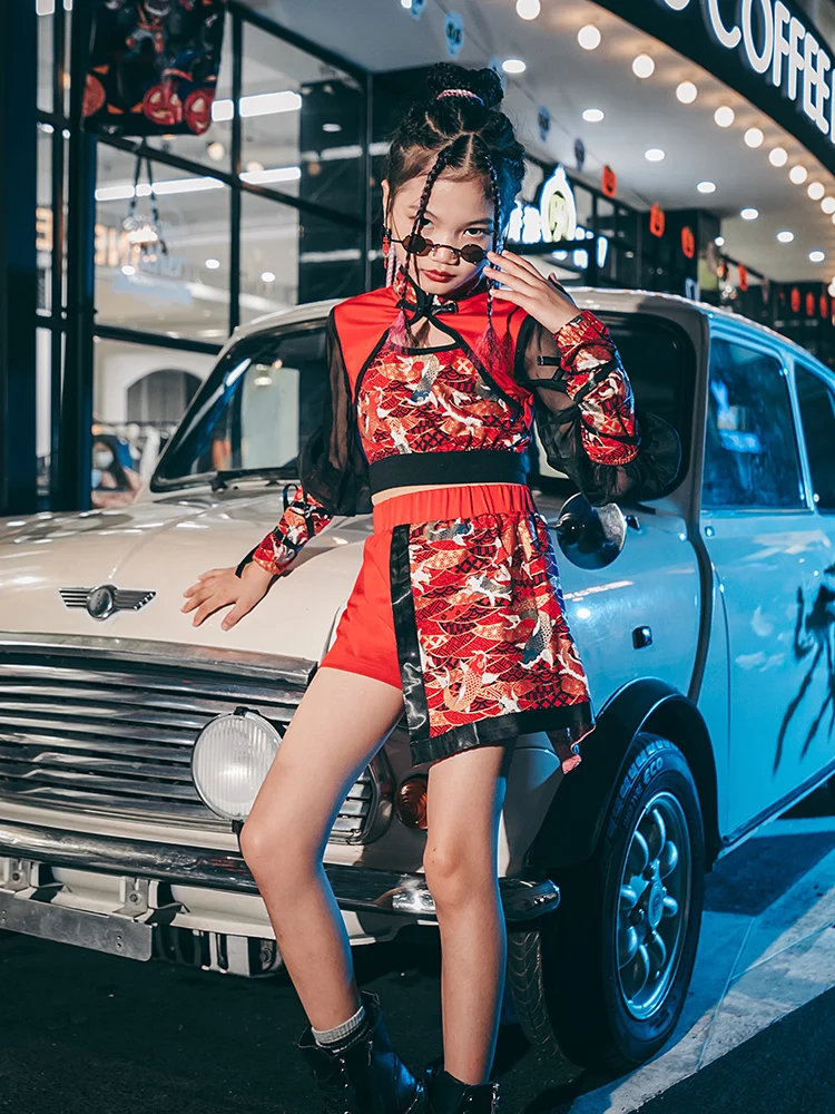 

ZZL Children's Costume Urban K-pop Dance Girl Clothes Hip-hop Suit Jazz Dance Costume Fashion Runway Show Performance Cloth