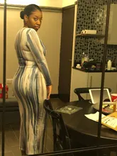 Hugcitar-Vestido largo ajustado con cuello en V para mujer, ropa de calle a la moda, trajes elegantes de fiesta, manga larga y colorido, Primavera, 2020